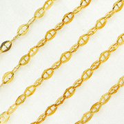 Z51GP. Gold Plated 925 Sterling Silver Flat Marina Link Chain